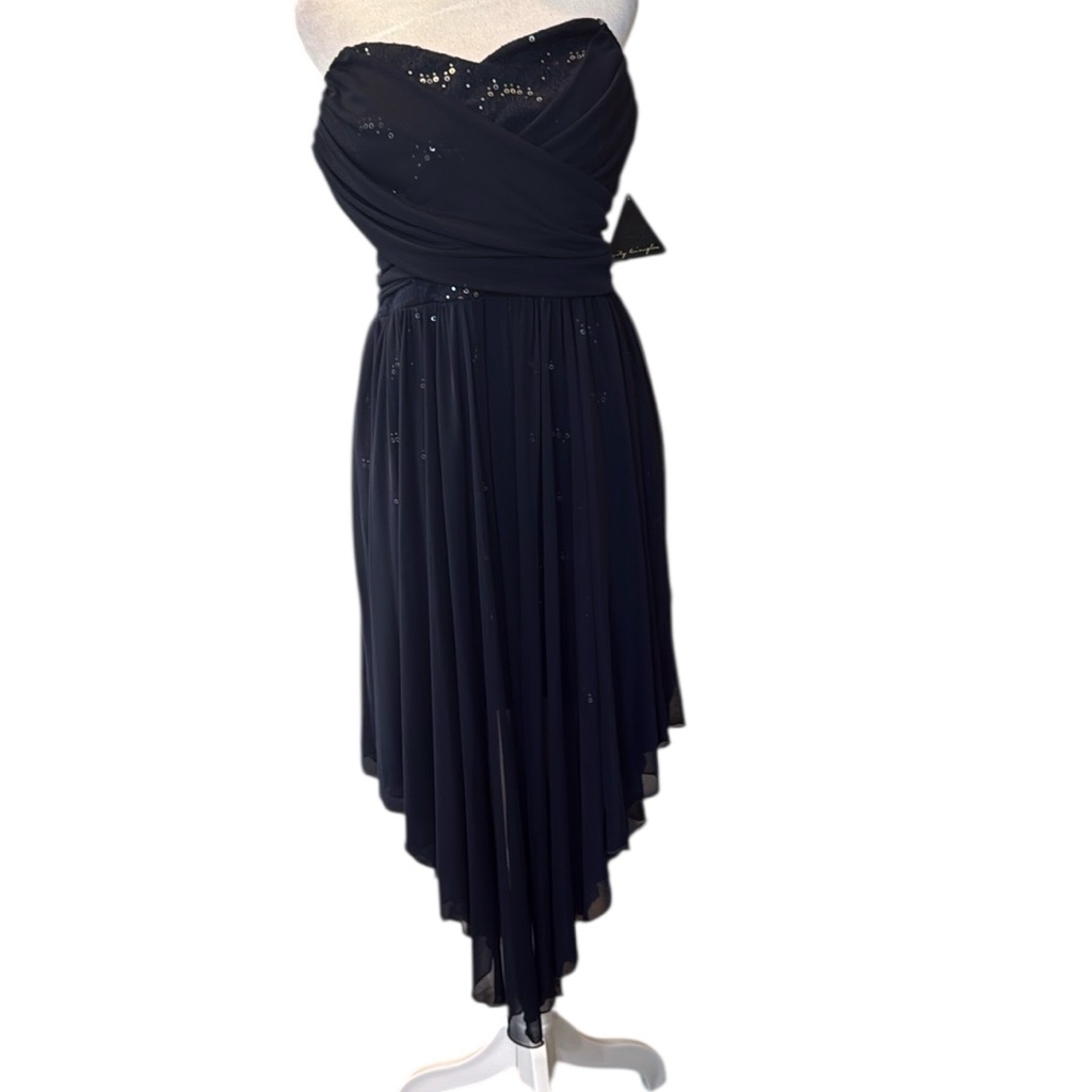 City Triangles Formal Dress Strapless Navy With Silver Sz 15 Nwt